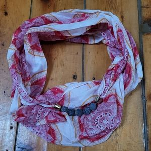 DoTerra Essential Oil Diffusing Lava Beads Infinity Scarf Mandala Red White